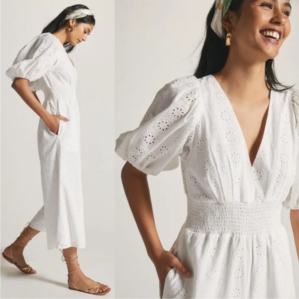 Anthropologie Hutch White Eyelet Jumpsuit Medium